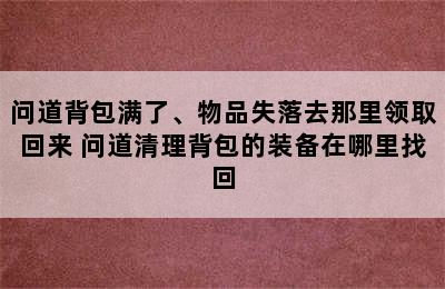 问道背包满了、物品失落去那里领取回来 问道清理背包的装备在哪里找回